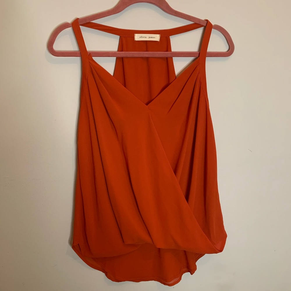 DEEP CORAL POLYESTER TOP